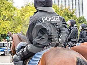 German police on a horse
