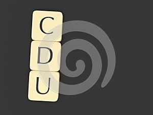 German Politics Concept: Letter Tiles CDU, 3d illustration photo