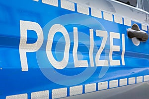 German Polizei Car Label Badge Police Blue Silver Reflective Saf photo