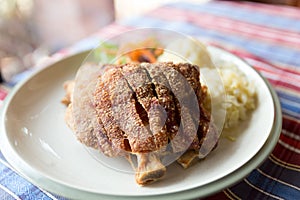 German pork knuckle hocks with mashed potatoes