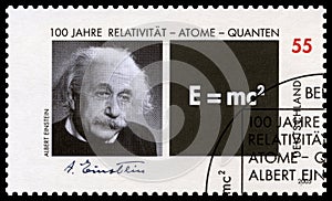 German Postage Stamp with Portrait of Albert Einstein