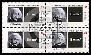 German Postage Stamps with Portrait of Albert Einstein