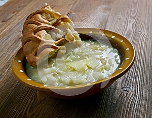 German potato soup with pie