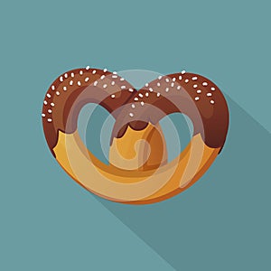 German pretzel icon, flat style