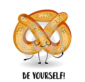 German pritzel. Bread products. Bun. Be yourself postcard