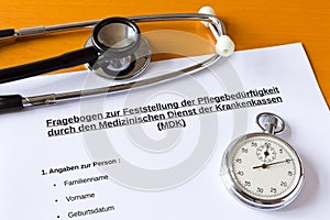 German questionnaire evaluation care dependency fragebogen pflegebedürftigkeit