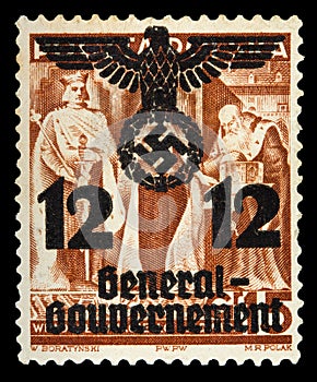 GERMAN REICH. Circa 1939 - c.1944: General Goudernement. A postage stamp with portraying of nazi symbols.