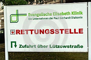 German rescue center sign