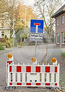 A German road sign warning of a road closed