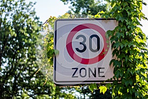 German road sign 30 Zone - speed limit photo