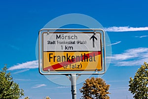 German roadsign in Frankenthal Pfalz