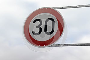 German round, red 30 km/h traffic sign