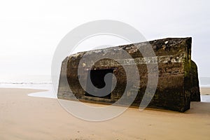German sand beach blockhaus in charente west coast in France photo
