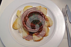 German sausage with potatoes