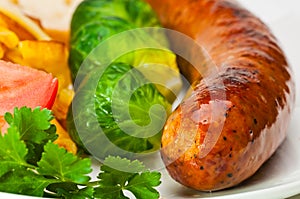 German sausage with vegetables.