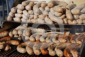 German sausages on bbq