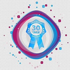 German Seal Badge 30 Days Cash Back Guarantee - Colorful Vector Button - Isolated On Transparent Background