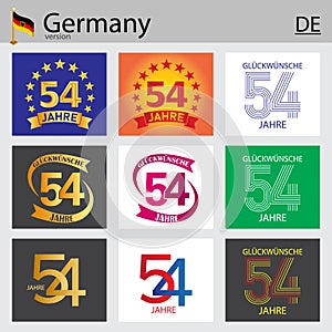 German set of number 54 templates