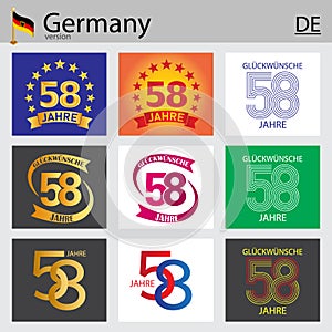 German set of number 58 templates