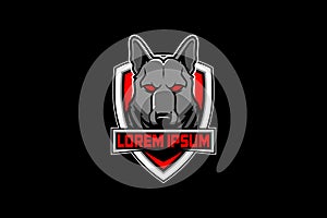 German Shepard dog shield logo vector template