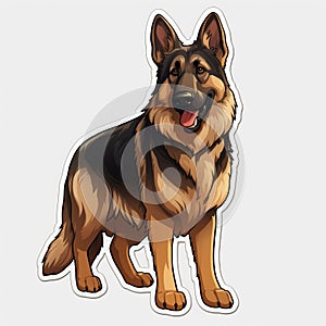 German Shepard Sticker: 2d Game Art With Varied Brushwork Techniques