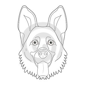 German Sheperd dog easy coloring cartoon vector illustration. Isolated on white background