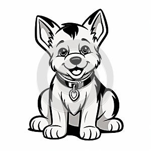 German Shepherd Coloring Page For Kids In Gueuze Style