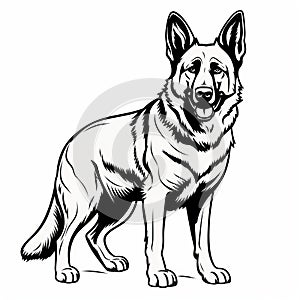 German Shepherd Coloring Page For Kids In Gueuze Style