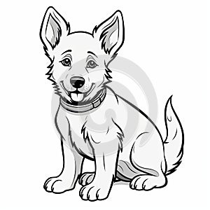 German Shepherd Coloring Page For Kids In Gueuze Style
