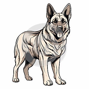 German Shepherd Coloring Page For Kids In Gueuze Style
