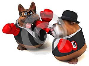 German shepherd dog and English bulldog - 3D Illustration