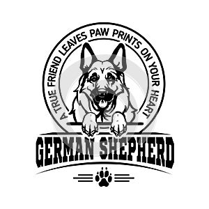 German Shepherd - Dog Happy Face Paw Puppy Pup Pet Clip Art K-9 Cop Police Logo SVG PNG Clipart Vector Cricut Cut