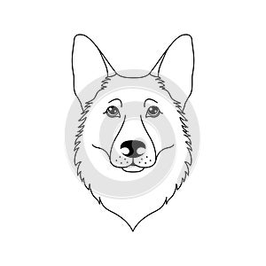 German shepherd dog icon in line art style