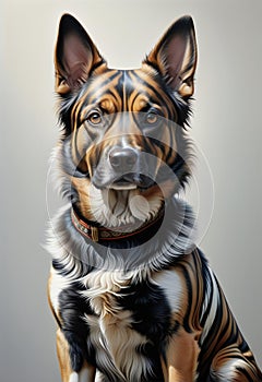 German shepherd dog portrait isolated on gray background