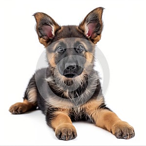 German shepherd dog puppy isolated on white background