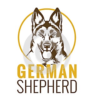 German shepherd logo, graphic design breed template. vector illustration