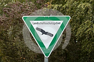 German shield for a nature reserve, word Naturschutzgebiet means naure reserve