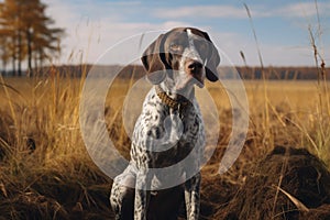 German shorthaired pointer. Hunting dog in the field