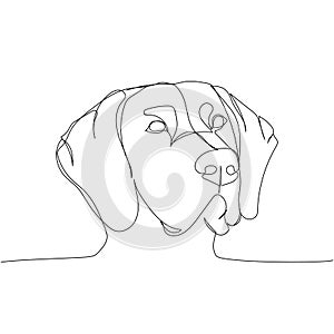 German Shorthaired Pointer, hunting dog, pointing dog, bird dog one line art. Continuous line drawing of friend, dog