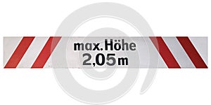 German sign isolated over white. Max height