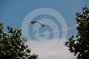 German skydiver in the air with German flag