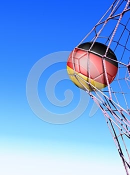 German soccer ball in a net