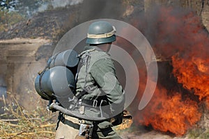 German soldier with flame-thrower