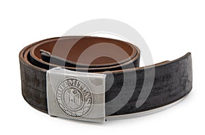 German soldier`s belt from World War 2 on white