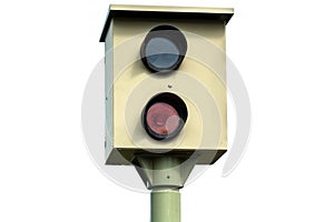 German Speed camera isolated white background