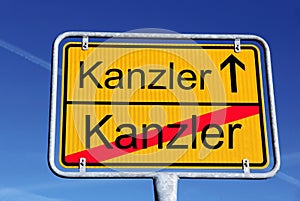 A German street sign with chancellor to chancellor photo