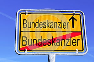 A German street sign with chancellor to chancellor photo