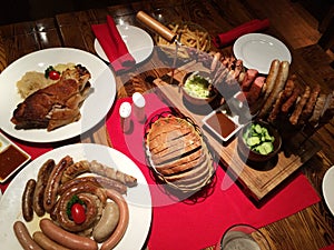 German style assorted sausages photo
