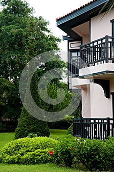 German-style house with tropical garden