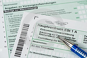 German Tax return for tax office with form